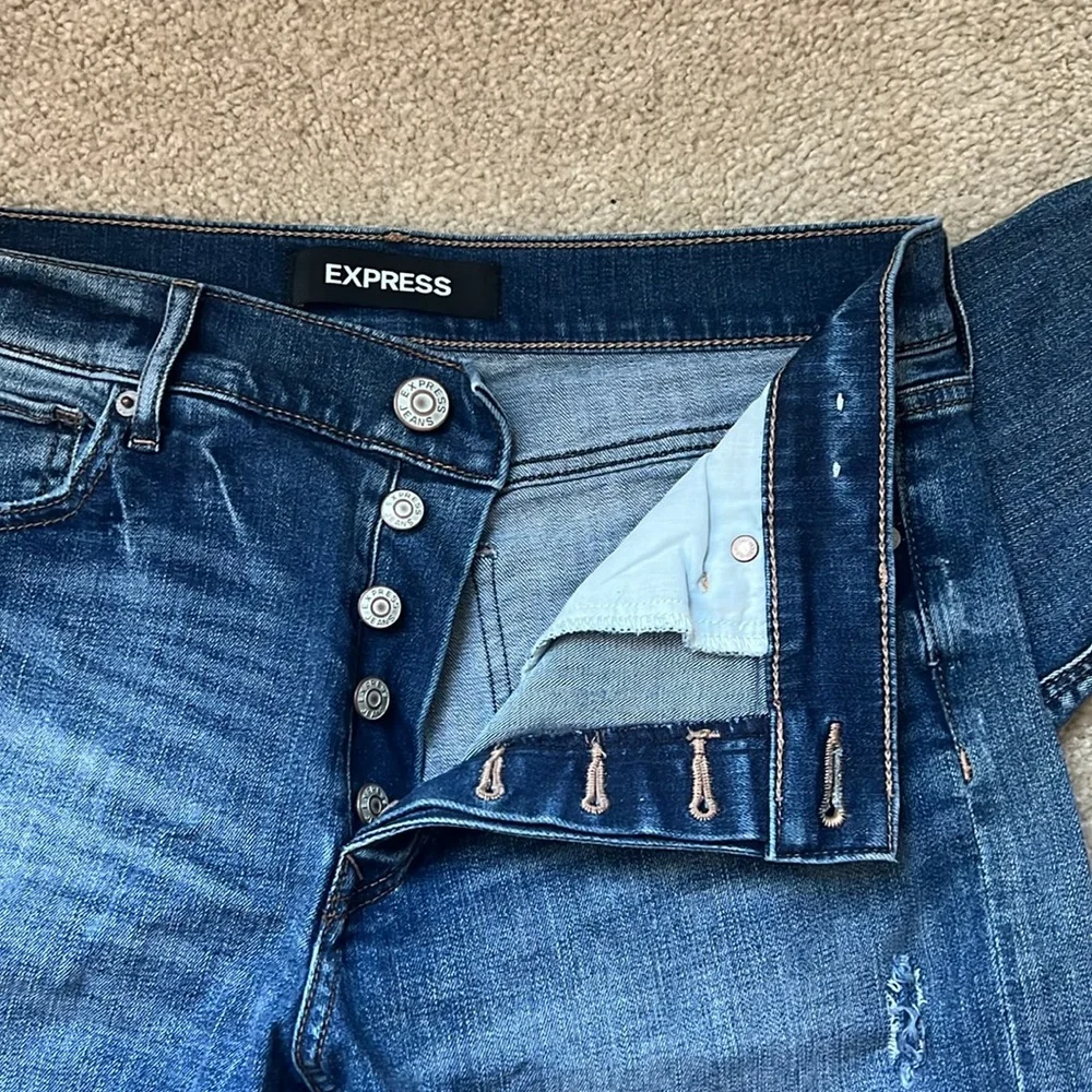 Express Vintage High-Rise Ripped Skinny Jeans Size 8 - Picture 2 of 6